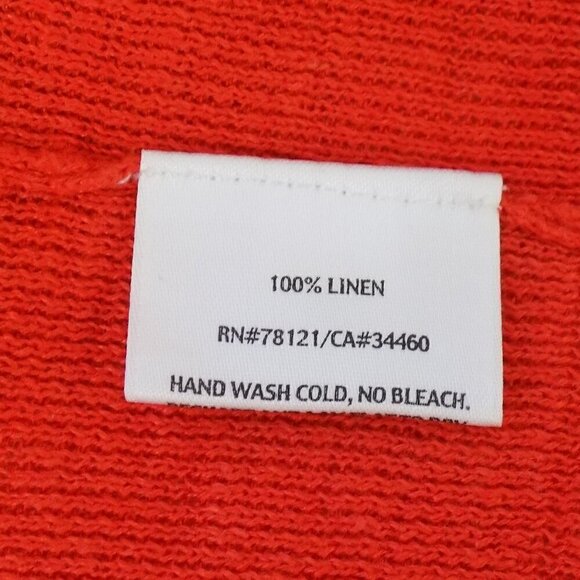 Eileen Fisher 100% Linen Open Front Cardigan Sweater Size L Large Coral - Picture 4 of 5